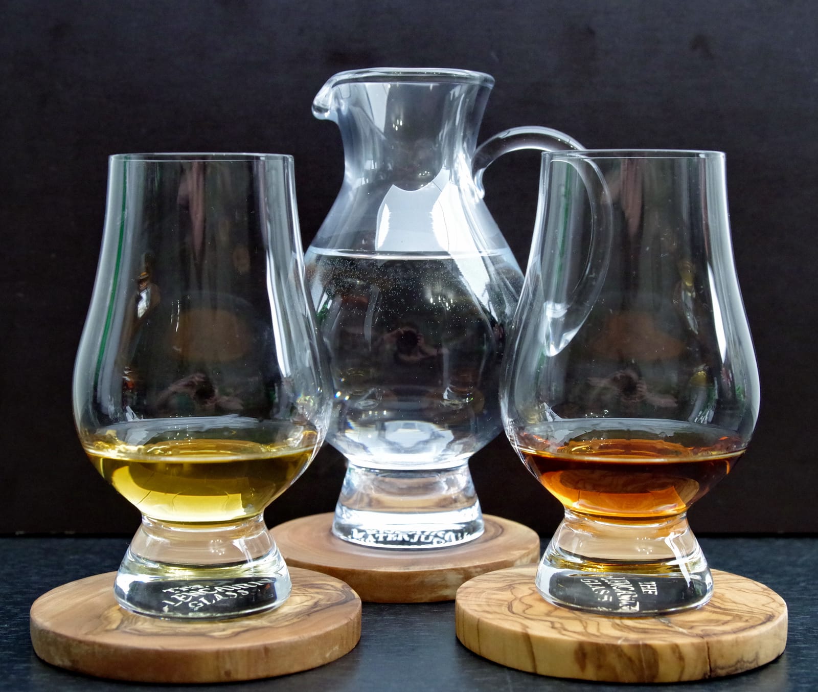 A cask-strength pour beside a small jug of water